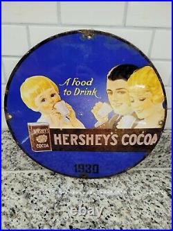 VINTAGE HERSHEYS CHOCOLATE PORCELAIN SIGN DESSERT SWEET CANDY Confectionary