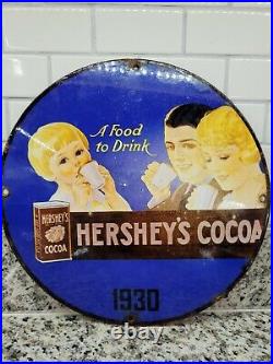 VINTAGE HERSHEYS CHOCOLATE PORCELAIN SIGN DESSERT SWEET CANDY Confectionary