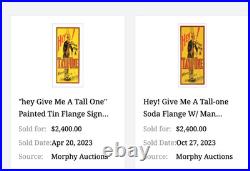 VINTAGE HEY GIVE ME A TALL ONE With SODA MAN 14 PORCELAIN METAL GASOLINE OIL SIGN