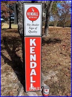 VINTAGE KENDALL MOTOR OIL LARGE EMBOSSED METAL SIGN, (57.5x 11.5) NOS, NICE