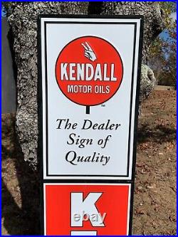 VINTAGE KENDALL MOTOR OIL LARGE EMBOSSED METAL SIGN, (57.5x 11.5) NOS, NICE