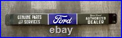 VINTAGE LARGE 32x3 FORD AUTHORIZED DEALER GAS SODA POP PORCELAIN OVERHEAD SIGN VINTAGE LARGE 32x3 FORD AUTHORIZED DEALER GAS SODA POP PORCELAIN OVERHEAD SIGN
