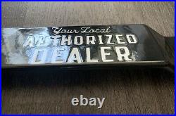VINTAGE LARGE 32x3 FORD AUTHORIZED DEALER GAS SODA POP PORCELAIN OVERHEAD SIGN VINTAGE LARGE 32x3 FORD AUTHORIZED DEALER GAS SODA POP PORCELAIN OVERHEAD SIGN