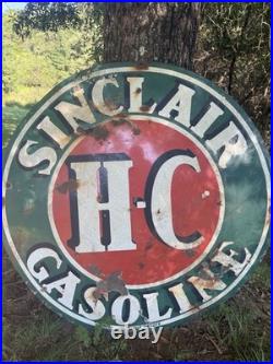 VINTAGE LG PORCELAIN HC SINCLAIR OIL GAS SIGN 48x48 INCHES DOUBLE SIDED RARE VINTAGE LG PORCELAIN HC SINCLAIR OIL GAS SIGN 48x48 INCHES DOUBLE SIDED RARE
