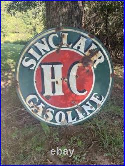 VINTAGE LG PORCELAIN HC SINCLAIR OIL GAS SIGN 48x48 INCHES DOUBLE SIDED RARE VINTAGE LG PORCELAIN HC SINCLAIR OIL GAS SIGN 48x48 INCHES DOUBLE SIDED RARE