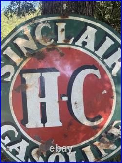 VINTAGE LG PORCELAIN HC SINCLAIR OIL GAS SIGN 48x48 INCHES DOUBLE SIDED RARE VINTAGE LG PORCELAIN HC SINCLAIR OIL GAS SIGN 48x48 INCHES DOUBLE SIDED RARE