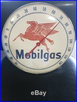 VINTAGE MOBILGAS MOBIL Round Advertising Thermometer Sign Gas Station oil