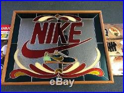 VINTAGE NIKE MIRROR RARE STAINED GLASS HAND MADE 1981 29x23