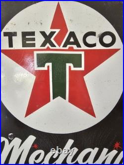 VINTAGE OLD TEXACO MECHANIC ON DUTY PORCELAIN GAS STATION PUMP SIGN 12 x 16