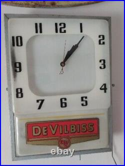 VINTAGE ORIGINAL CLOCK Rare Devilbiss Advertising Sign Country Store Works
