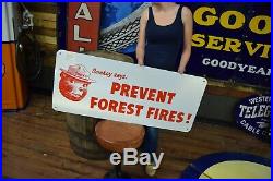 VINTAGE ORIGINAL SMOKEY THE BEAR PREVENT FOREST FIRES SIGN Original DOJ made