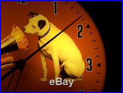 VINTAGE PAM RCA VICTOR NIPPER DOG ADVERTISING LIGHTED CLOCK SIGN 1950's