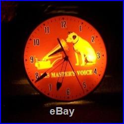 VINTAGE PAM RCA VICTOR NIPPER DOG ADVERTISING LIGHTED CLOCK SIGN 1950's
