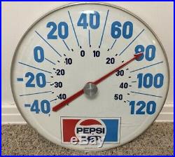 VINTAGE PEPSI ROUND THERMOMETER SIGN LARGE 18 Inches