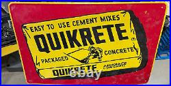 VINTAGE QUICKRETE PACKAGED CONCRETE METAL DEALER SIGN 28 x 18