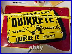 VINTAGE QUICKRETE PACKAGED CONCRETE METAL DEALER SIGN 28 x 18