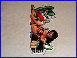 VINTAGE RATFINK DRINKS BEER With GORGEOUS WOMAN 14 ENAMEL METAL GASOLINE OIL SIGN