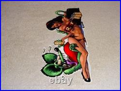 VINTAGE RATFINK DRINKS BEER With GORGEOUS WOMAN 14 ENAMEL METAL GASOLINE OIL SIGN