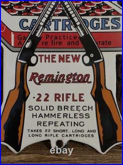VINTAGE REMINGTON UMC. 22 PORCELAIN SIGN HARDWARE AMMUNITION 12x5 VINTAGE REMINGTON UMC. 22 PORCELAIN SIGN HARDWARE AMMUNITION 12x5
