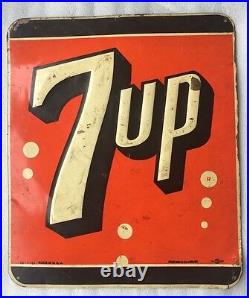 VINTAGE SODA 1951 7up METAL ADVERTISING SIGN RARE USA STOUT SIGN CO ST LOUIS MO