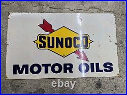 VINTAGE SUNOCO MOTOR OILS SIGN From Cabinet