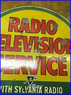 VINTAGE SYLVANIA Radio Television Service Radio And Tv Tubes Flange Sign