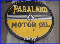 VINTAGE VERY RARE Paraland Motor Oil Round PORCELAIN Lollipop Advertising SIGN