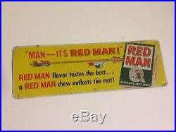 VIntage Red Man Chew Tobacco Gas Station 15 Metal Advertising Sign Oil Soda Pop
