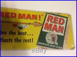 VIntage Red Man Chew Tobacco Gas Station 15 Metal Advertising Sign Oil Soda Pop