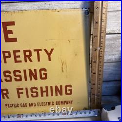 VNTG Porcelain Sign NOTICE NO HUNTING OR FISHING Pacific Gas And Electric RARE