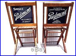 VTG 1920's Piedmont Cigarettes Porcelain Sign Advertising Folding Chair Mint