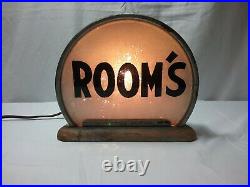VTG 1940s Hotel or Motel Lighted Raymond M. Price R. M. P Halo Counter Sign/ Rooms