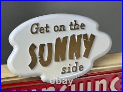 VTG 1950s 60s GET ON THE SUNNY SIDE Sunshine Premium 3D Beer Sign Reading Pa VTG 1950s 60s GET ON THE SUNNY SIDE Sunshine Premium 3D Beer Sign Reading Pa