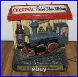 VTG 1961 Pabst Blue Ribbon Rocking Animated Train Advertising Bar Sign Light Up