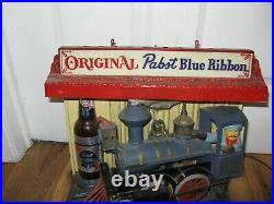 VTG 1961 Pabst Blue Ribbon Rocking Animated Train Advertising Bar Sign Light Up