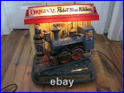 VTG 1961 Pabst Blue Ribbon Rocking Animated Train Advertising Bar Sign Light Up