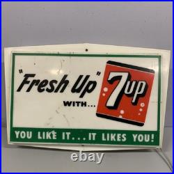 VTG 7 Up Light Advertising Sign Display Fresh up with 7up Hanging Liquor Store