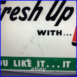 VTG 7 Up Light Advertising Sign Display Fresh up with 7up Hanging Liquor Store