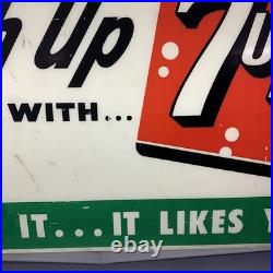 VTG 7 Up Light Advertising Sign Display Fresh up with 7up Hanging Liquor Store