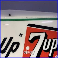 VTG 7 Up Light Advertising Sign Display Fresh up with 7up Hanging Liquor Store