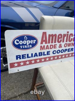 VTG Cooper Tires AMERICAN Made & Owned 2 Sided Original Metal RARE! Gas Oil Sign