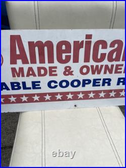 VTG Cooper Tires AMERICAN Made & Owned 2 Sided Original Metal RARE! Gas Oil Sign