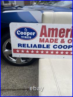 VTG Cooper Tires AMERICAN Made & Owned 2 Sided Original Metal RARE! Gas Oil Sign