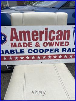 VTG Cooper Tires AMERICAN Made & Owned 2 Sided Original Metal RARE! Gas Oil Sign