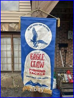 VTG Eagle Claw Fishing Tackle Cloth Banner Advertising Sign