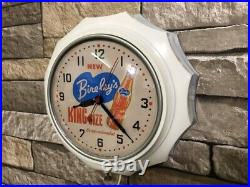 VTG GE BIRELEY'S ORANGE SODA OLD 50s DINER-STORE-PUB-ADVERTISING WALL CLOCK SIGN