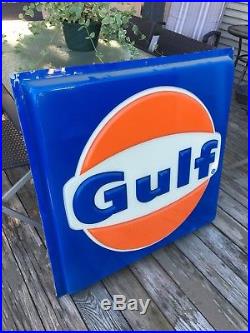 VTG Gulf Gas Station 36X36 RUSTIC Advertising Sign Display PANEL EXC