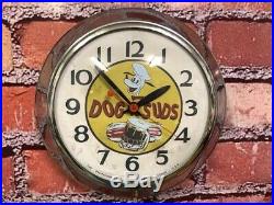 VTG INGRAHAM DOG n SUDS ROOT BEER CHROME SODA ADVERTISING-DINER WALL CLOCK SIGN