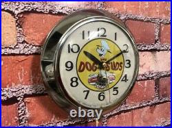 VTG INGRAHAM DOG n SUDS ROOT BEER OLD CHROME DINER ADVERTISING WALL CLOCK SIGN