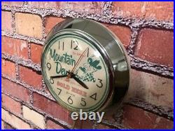 VTG INGRAHAM MOUNTAIN DEW SODA OLD CHROME 50's DINER ADVERTISING WALL CLOCK SIGN